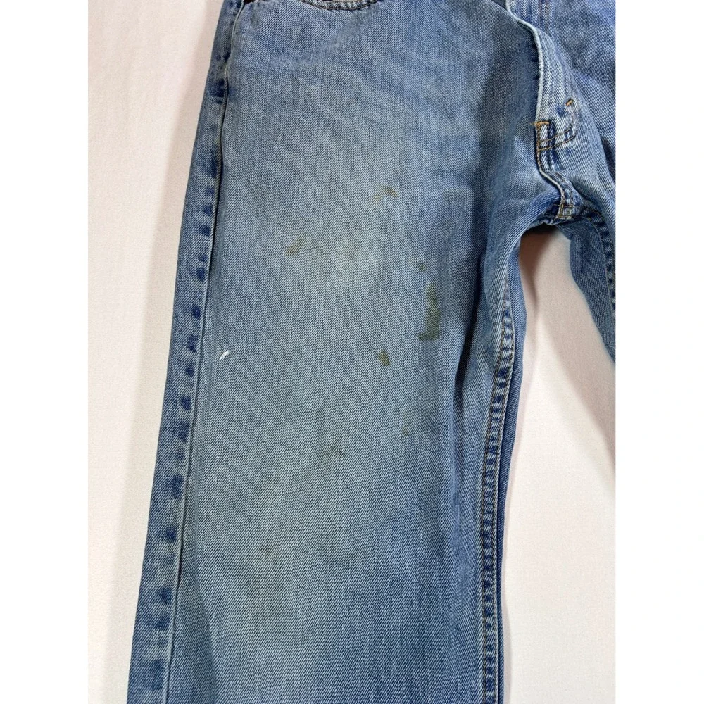 Levis 505 Regular Fit Jeans Mens 36x29 Blue Denim Distressed Workwear Stained